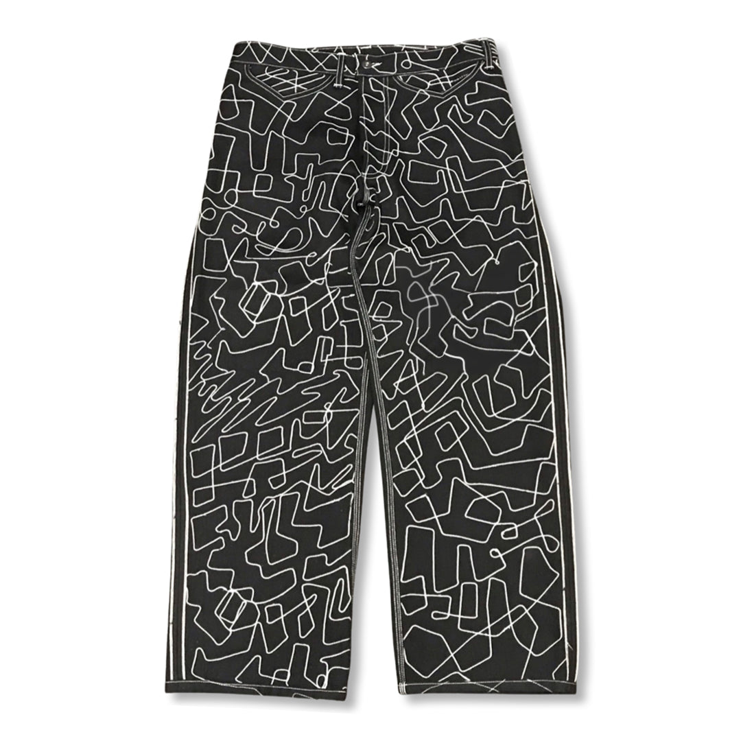 Doodle Denim Pipe Fit - Black/White