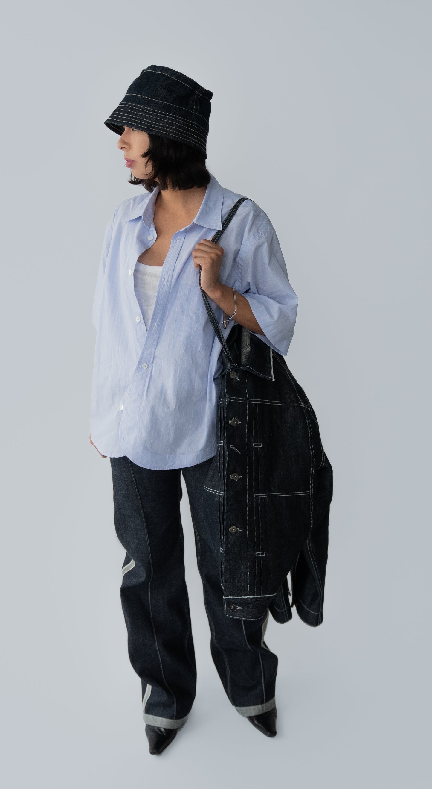 Drop Placket Shirt - Pinstripe (Short Sleeve)