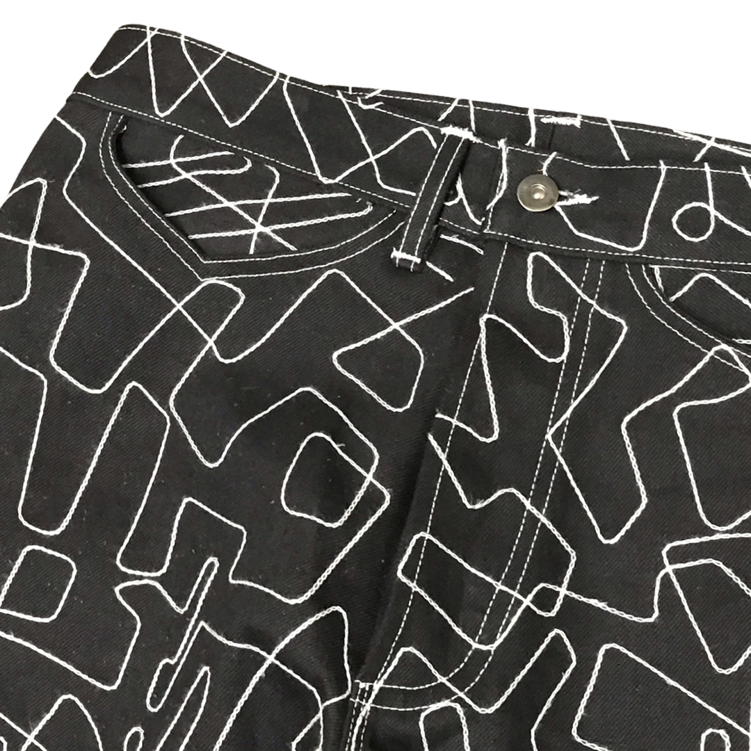 Doodle Denim Pipe Fit - Black/White